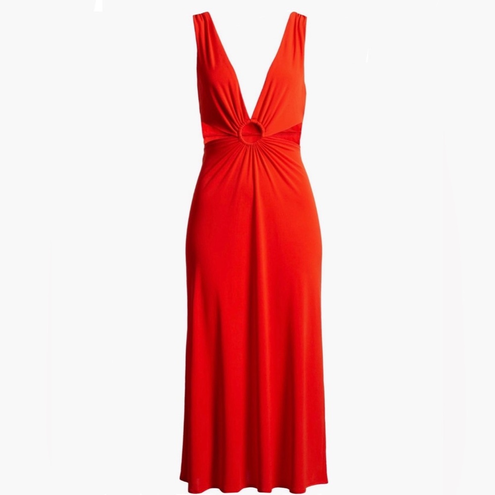 ASOS Design Plunge Cutout Midi Dress